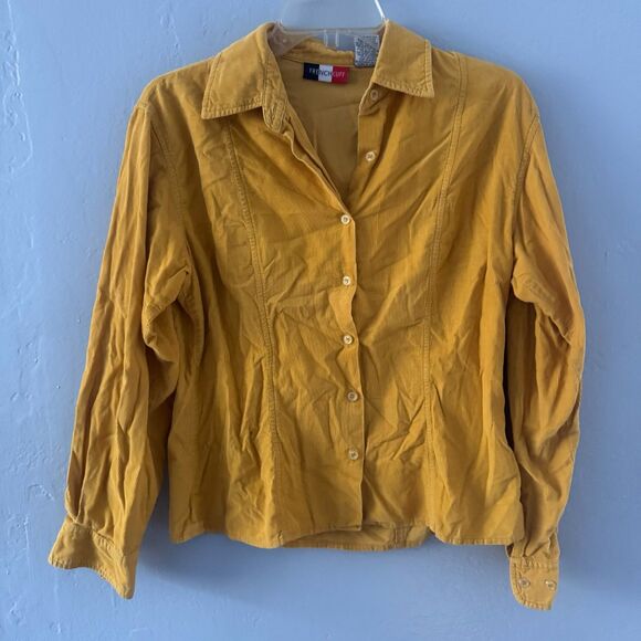 Vintage French Kuff Yellow Gold Button Down Shirt Size Large - Picture 1 of 4